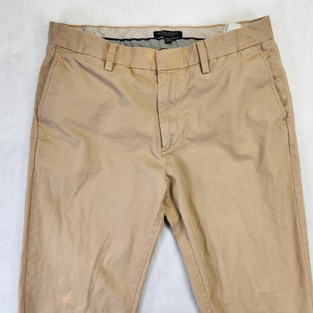 Banana Republic Emerson Chino Pants Mens 34x32 Tan Khaki‎ Straight Leg Cotton